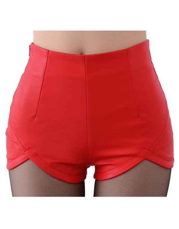 HugMe.fashion Genuine Leather Biker Red Short SH3